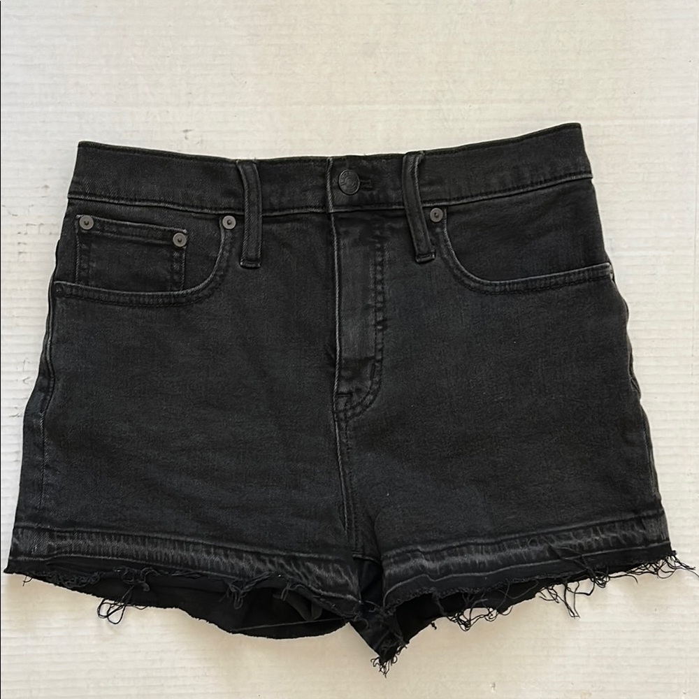 Madewell Black Jean Shorts Distressed Cut-Off Style